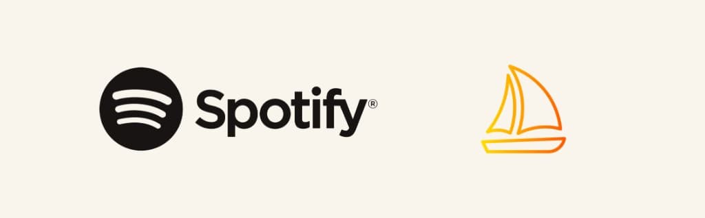 Spotify logo next to a sailing boat illustration